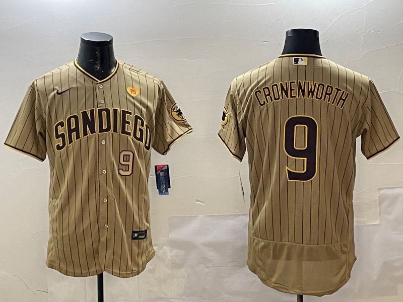 Men San Diego Padres #9 Cronenworth Brown Stripe Elite 2025 Nike MLB Jersey style 10->san diego padres->MLB Jersey